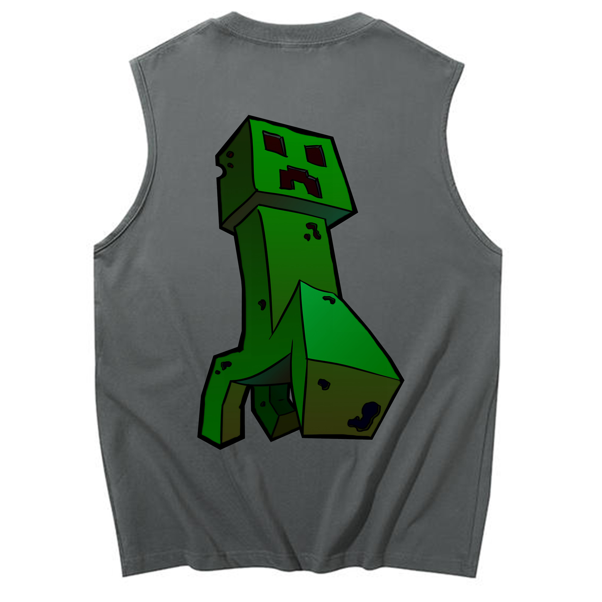 （画像用） マインクラフト ブロックの世界 Minecraft MC Block world コットン100％タンクトップ（背面プリント）